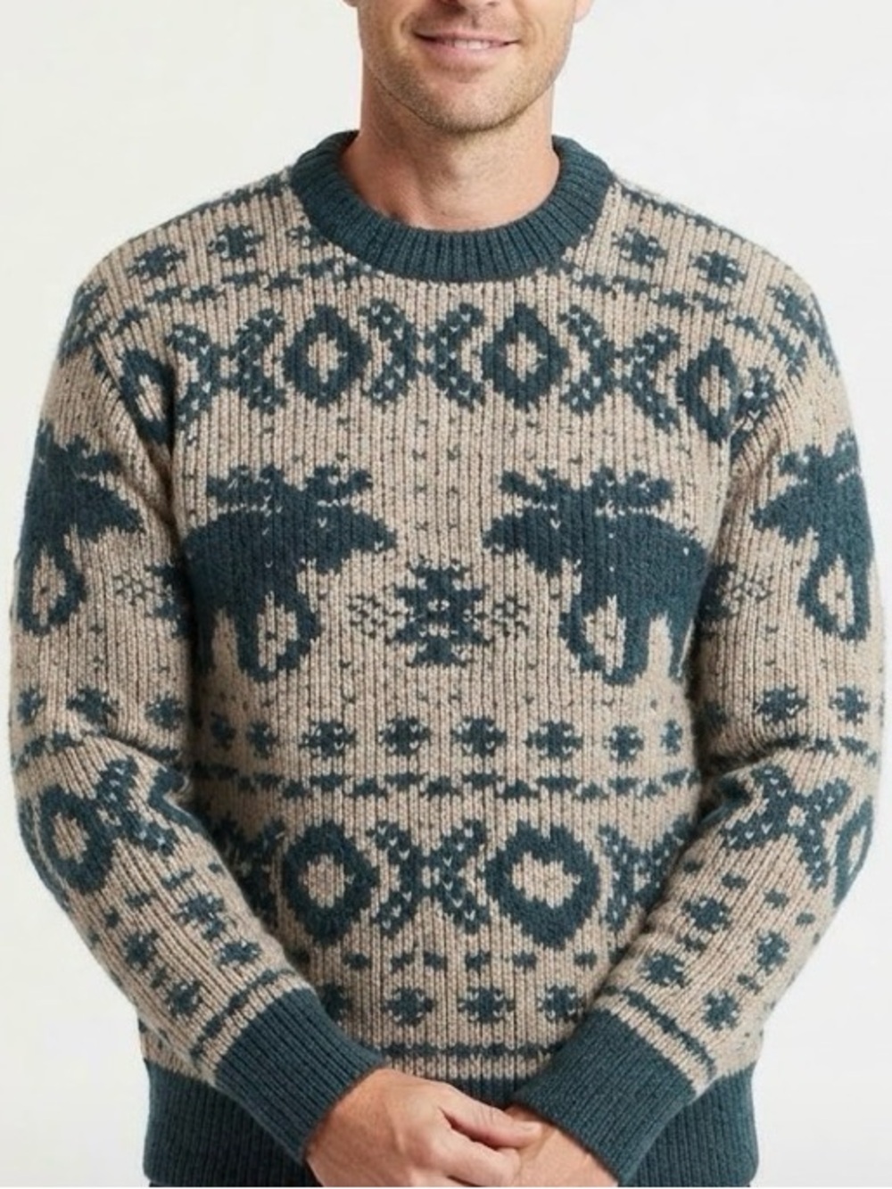 Vintage Alps Apparel Mens Fair Isle Crewneck Sweater Wool Size L Made in US